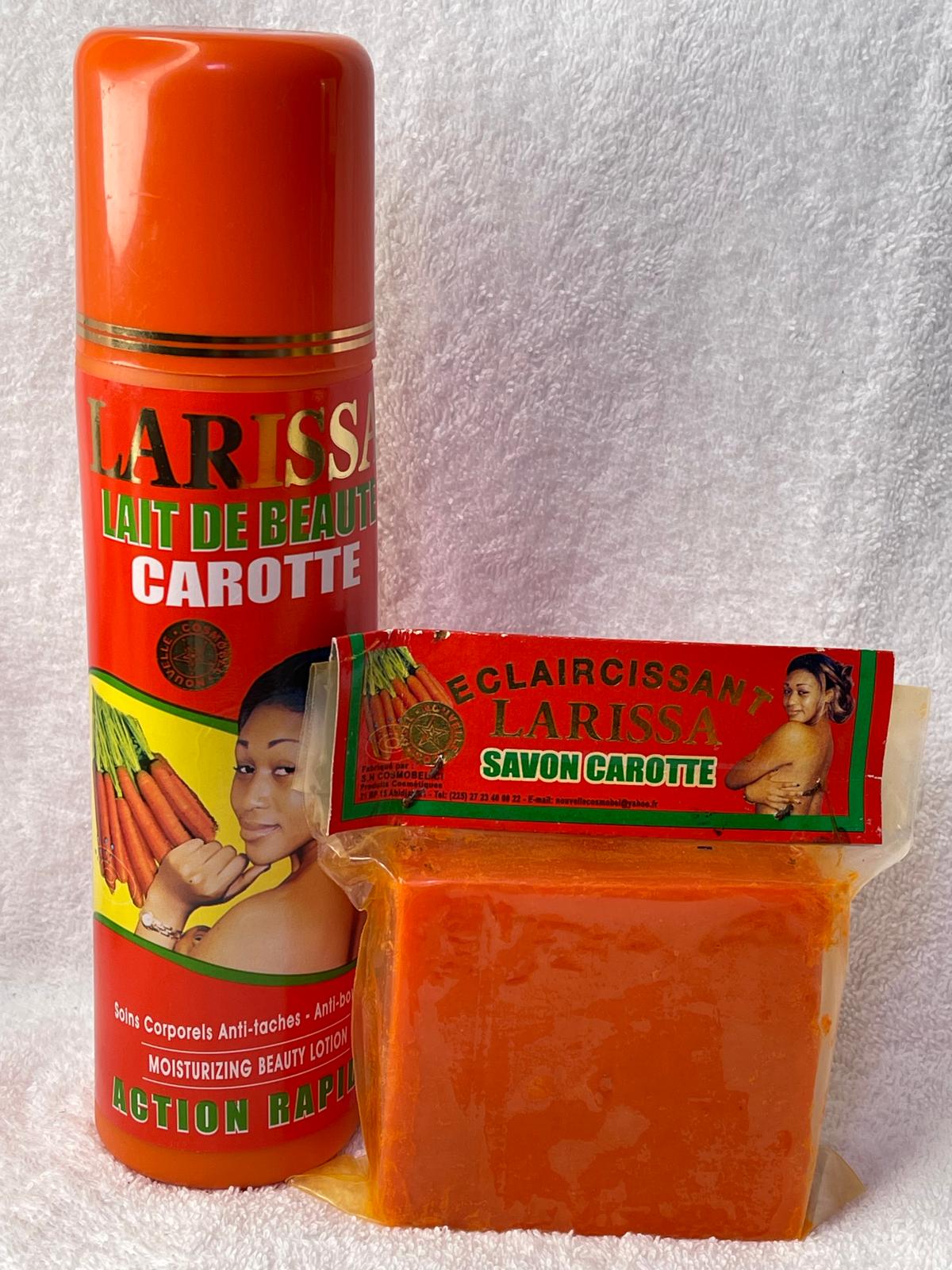 Larissa lait corporel ultra éclaircissant unifiant anti imperfection et le savon Larissa Lemon