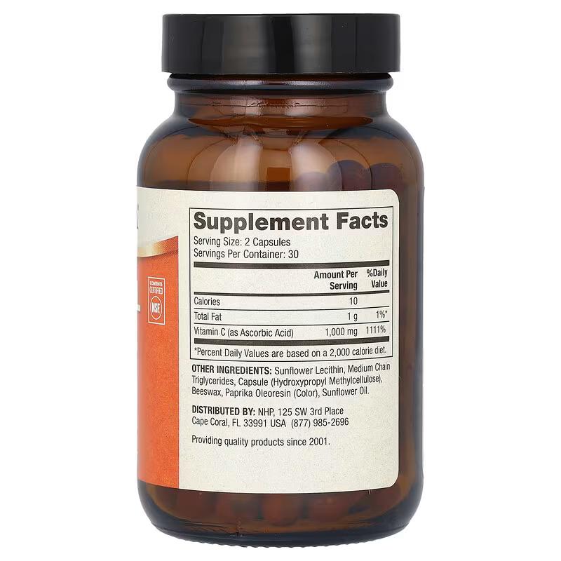 Dr. Mercola, Vitamine C liposomale, 1000 mg, 60 et 180 capsules (500 mg pièce)