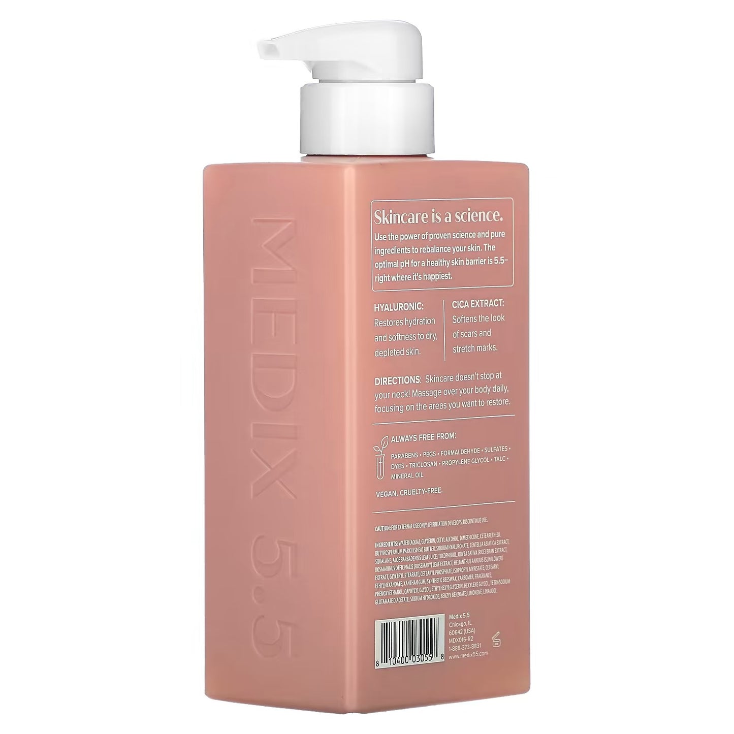 Medix 5.5 Crème hydratante pour le corps et le visage à l'acide hyaluronique + vitamine E | Lotion raffermissante hydratante pour la peau sèche minimise l'apparence des rides, des vergetures