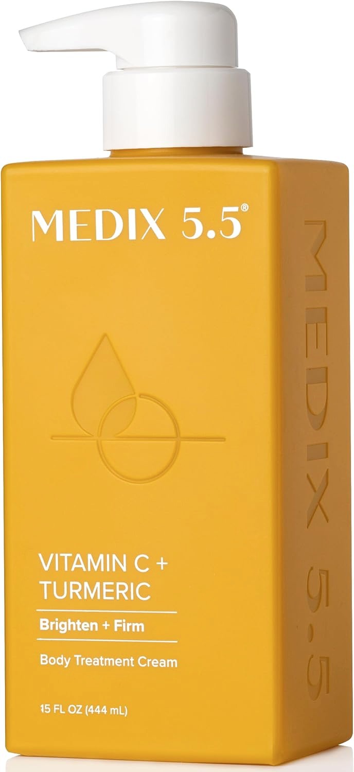 Medix 5.5 Crème à la vitamine C turmeric et au curcuma pour le visage et le corps. Crème raffermissante et éclaircissante pour les taches de vieillesse, les taches brunes et la peau endommagée par le soleil. C