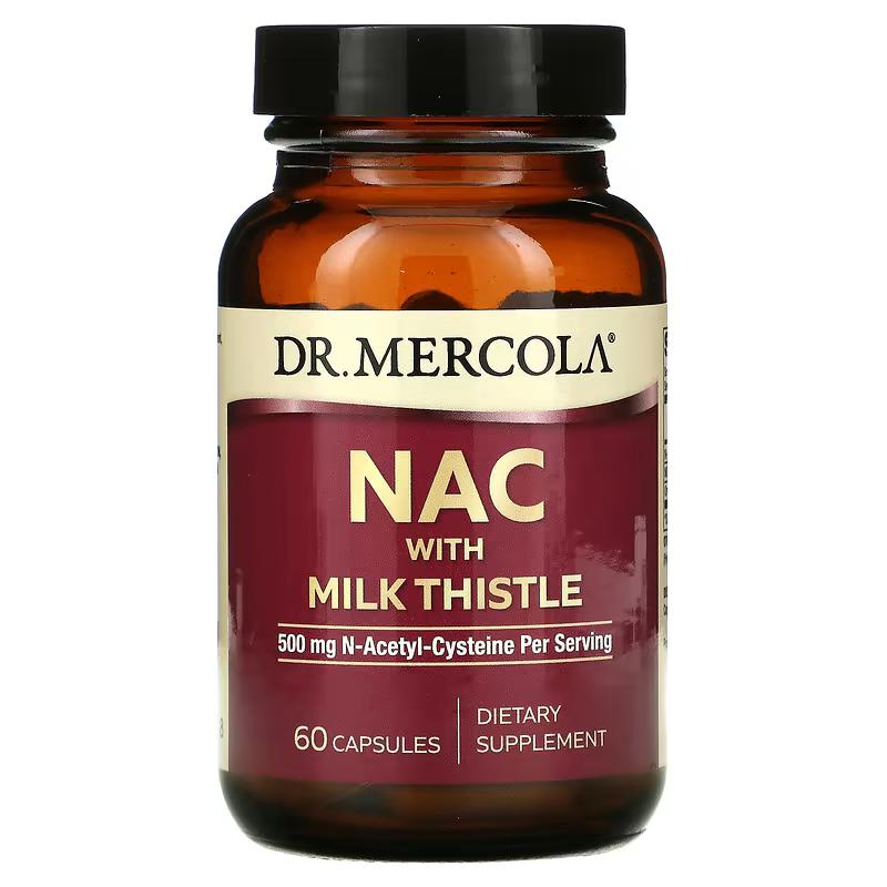 Dr. Mercola, NAC et chardon-Marie, 500 mg, 60 et 180 capsules (250 mg par capsule)