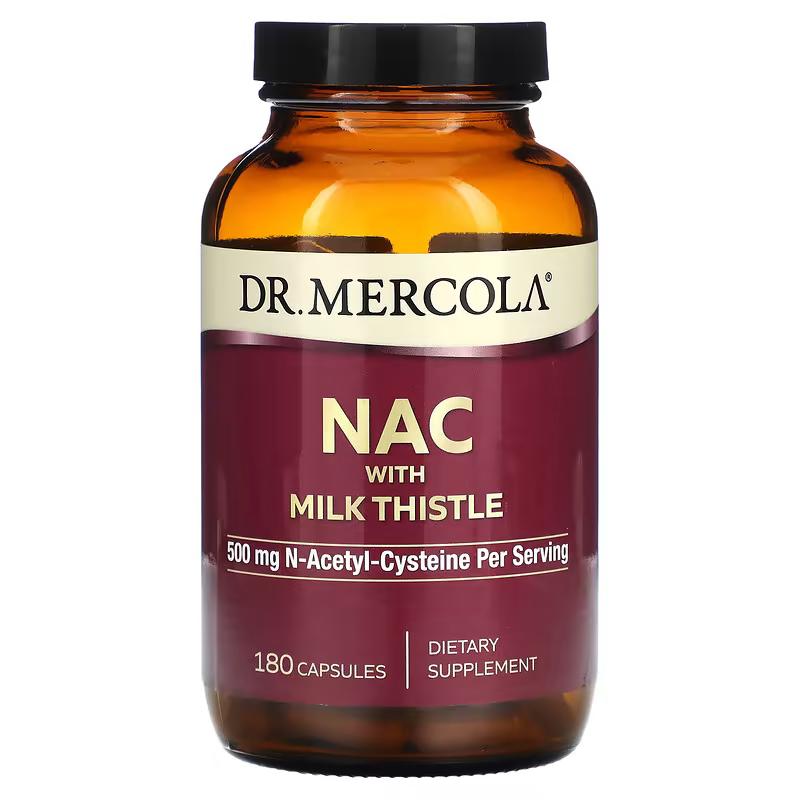 Dr. Mercola, NAC et chardon-Marie, 500 mg, 60 et 180 capsules (250 mg par capsule)