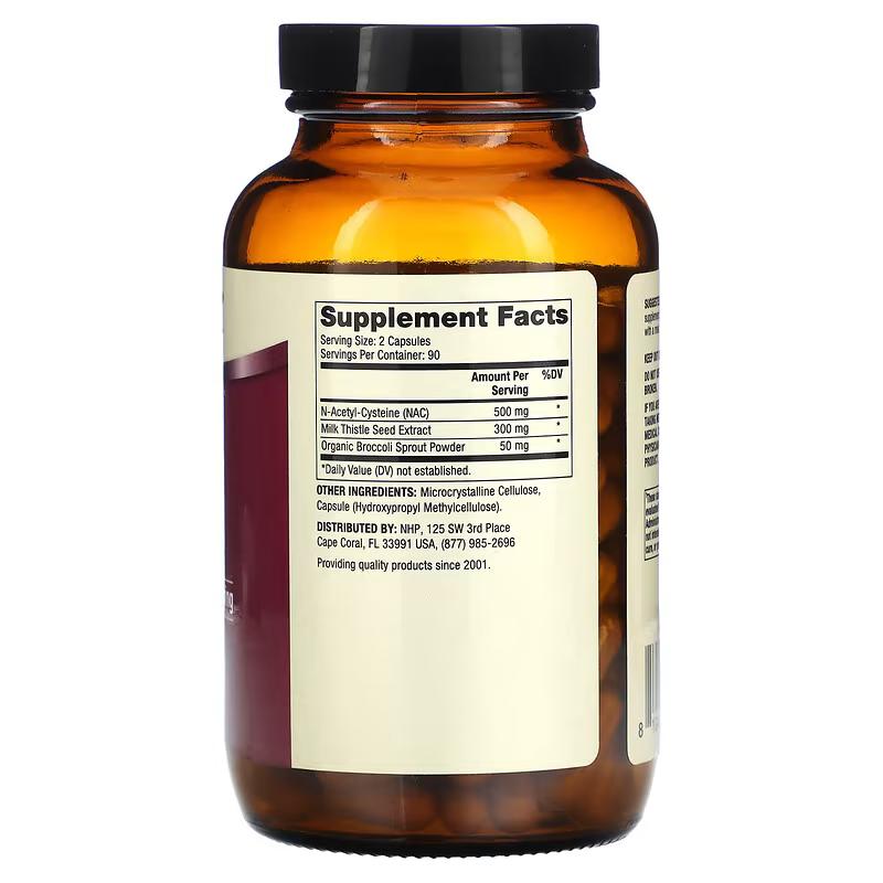 Dr. Mercola, NAC et chardon-Marie, 500 mg, 60 et 180 capsules (250 mg par capsule)
