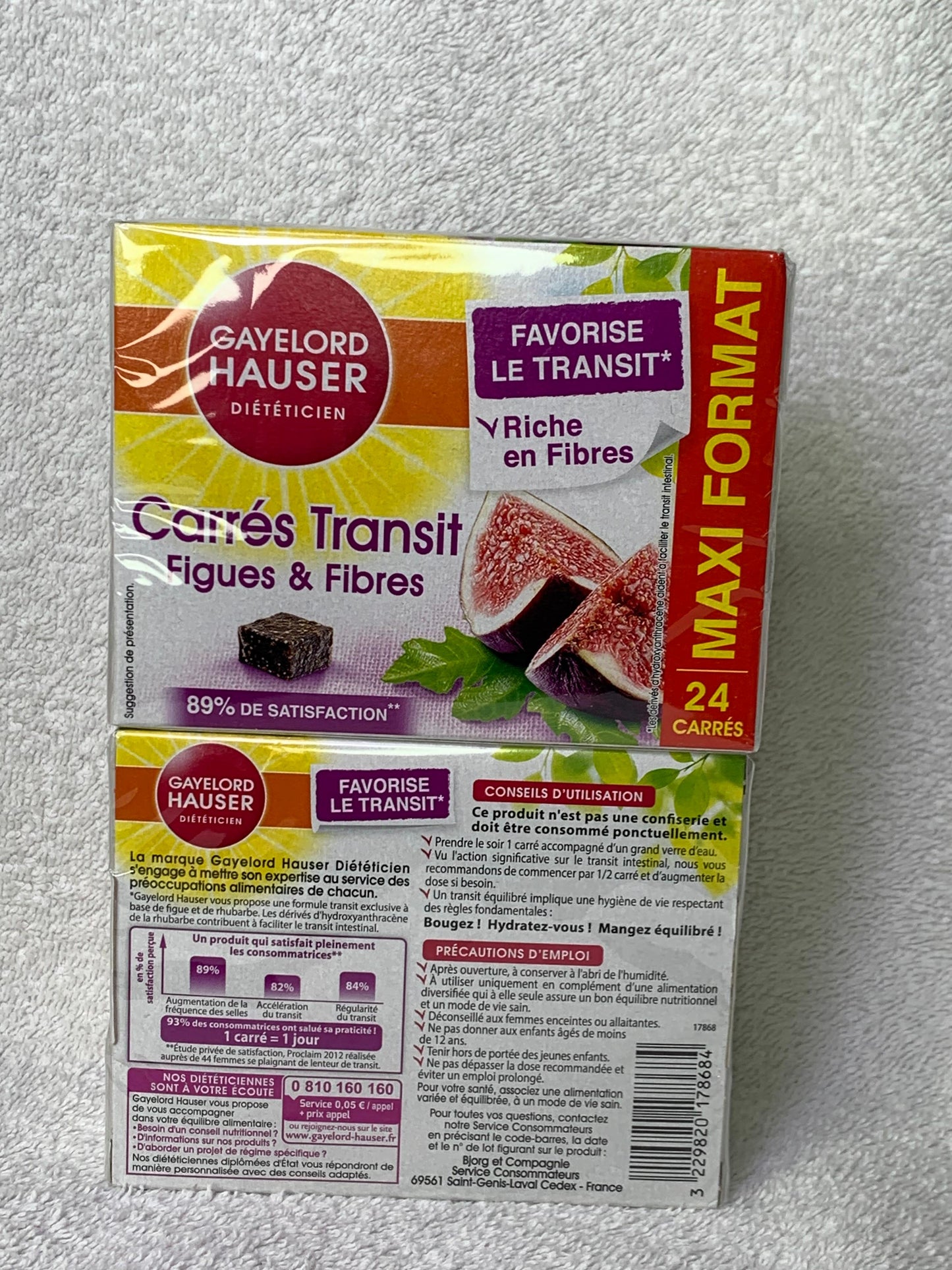 Carrés transit GAYELORD HAUSER format économique de 24 unités 240g