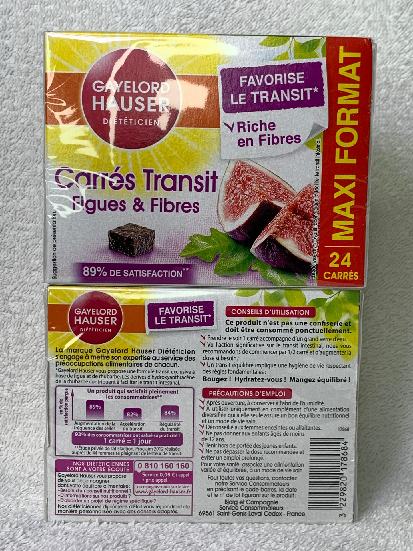 Carrés transit GAYELORD HAUSER format économique de 24 unités 240g