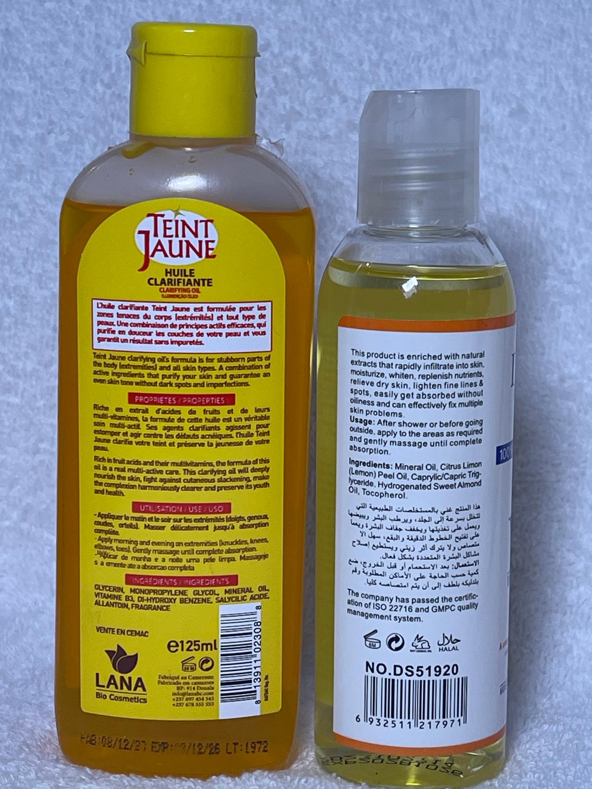 HUILE TEINT JAUNE METISSE ET HUILE DISAAR VITAMINE C ULTRA ÉCLAIRCISSANTE ANTI IMPERFECTION