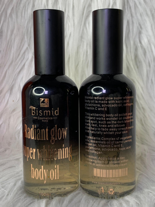 BISMID RADIANT GLOW SUPER WHITENING BODY OIL HUILE ULTRA BLANCHISSANTE NOURRISSANTE ANTI IMPERFECTION