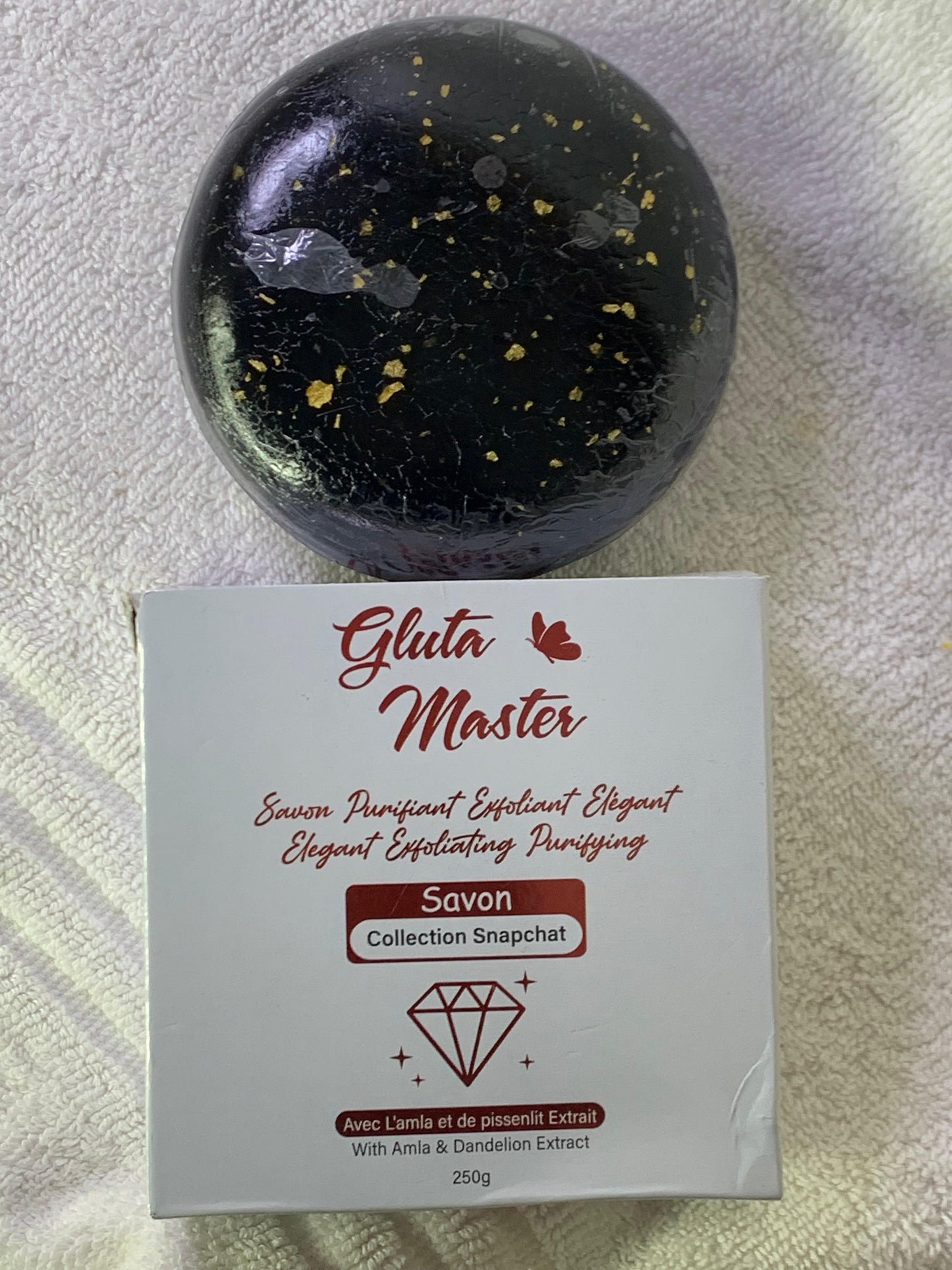 SAVON GLUTA MASTER DIAMANT 24K GOLD ULTRA BLANCHISSANT ANTI IMPERFECTION  ZÉRO TACHE PURIFIANT EXFOLIANT GOMMANT NON SALISSANT