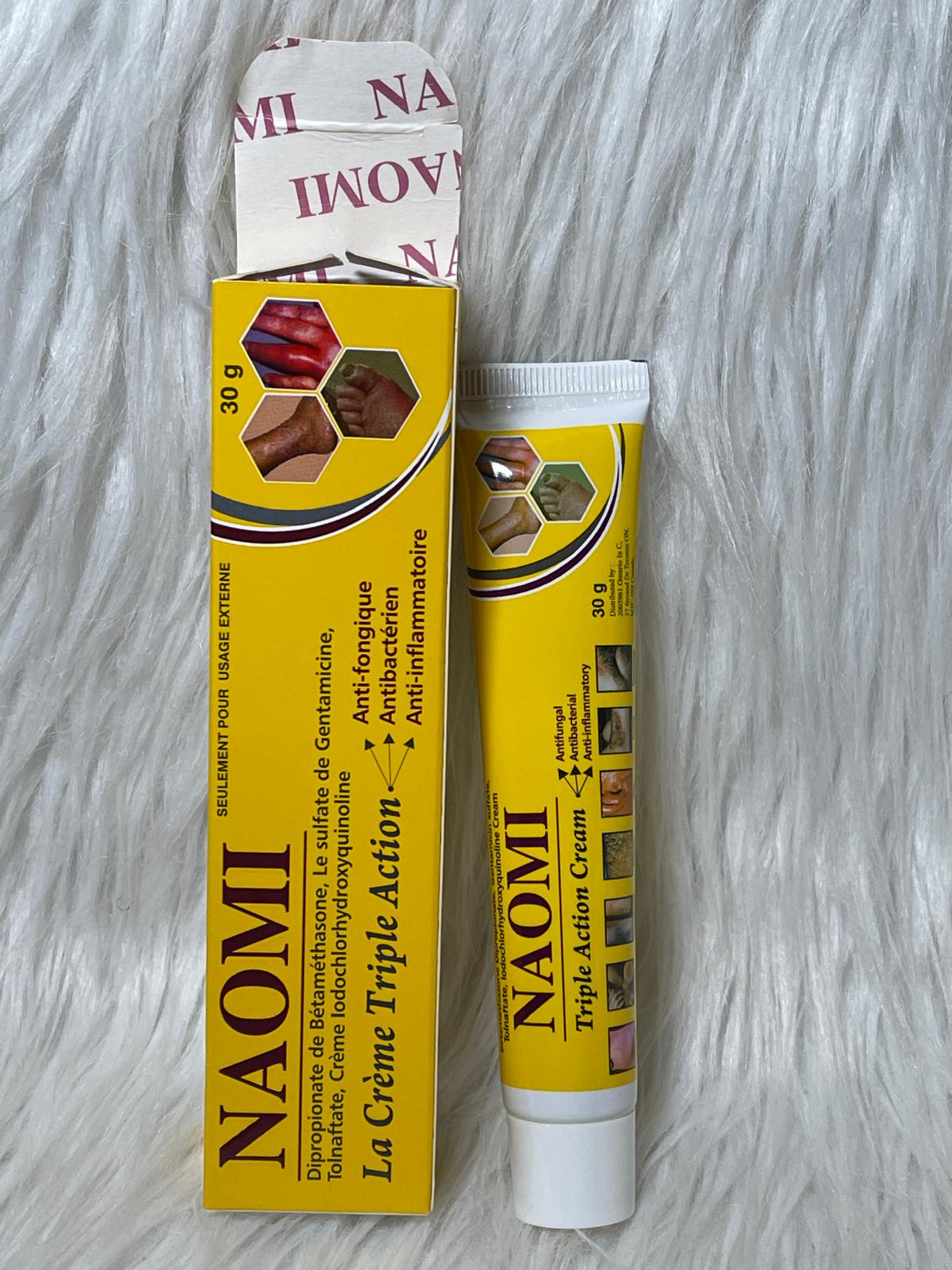 NAOMI CRÈME TRIPLE ACTION ANTI IMPERFECTION  ANTI FONGIQUE  ANTIBACTERIEN ANTI INFLAMATOIRE