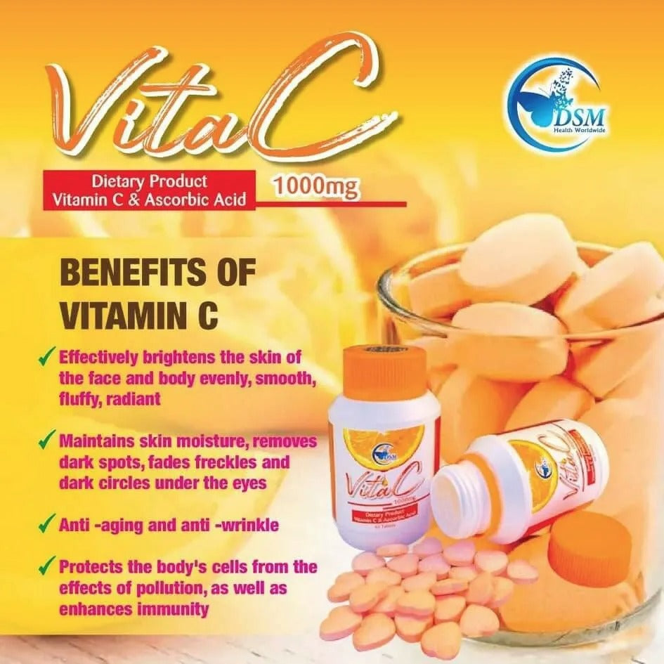 Vitamine c 1000mg & ascorbic acid obligatoire unifie clarifie du glow à la peau