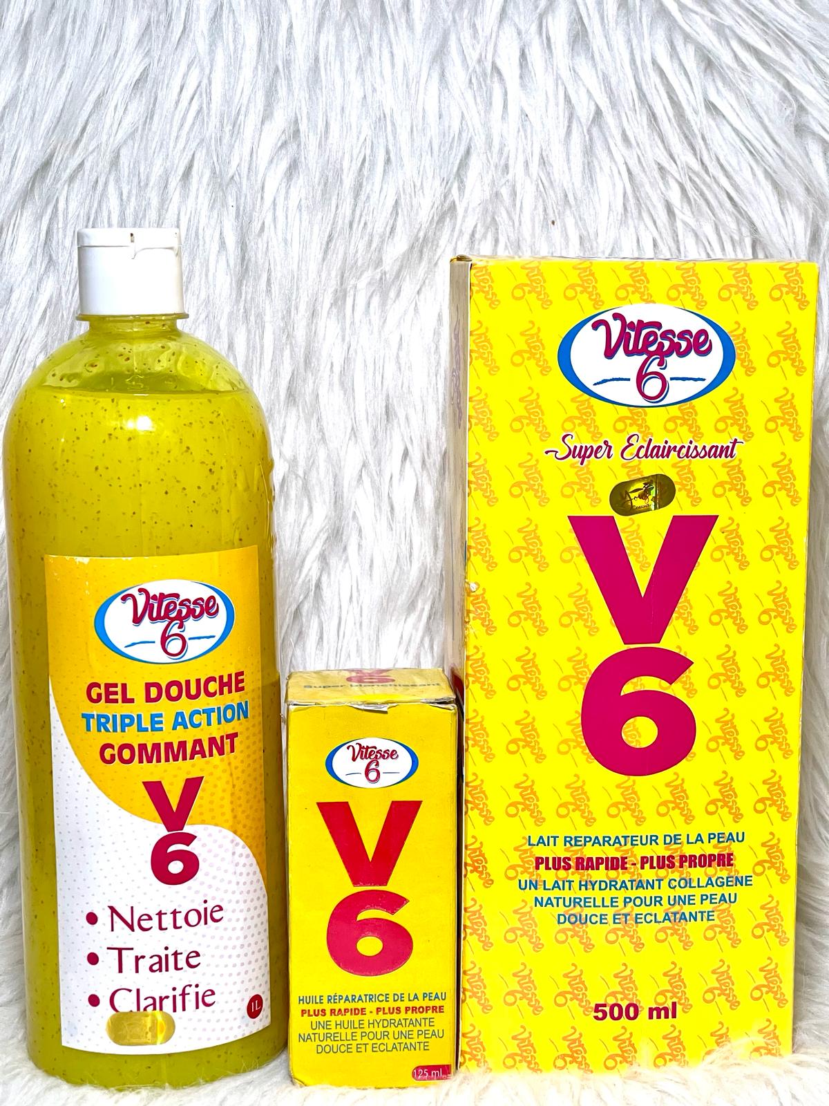 VITESSE  V6 GEL DE DOUCHE ULTRA BLANCHISSANT  TRIPLE ACTION RAPIDE ANTI IMPERFECTION  EXFOLANT GOMMANT