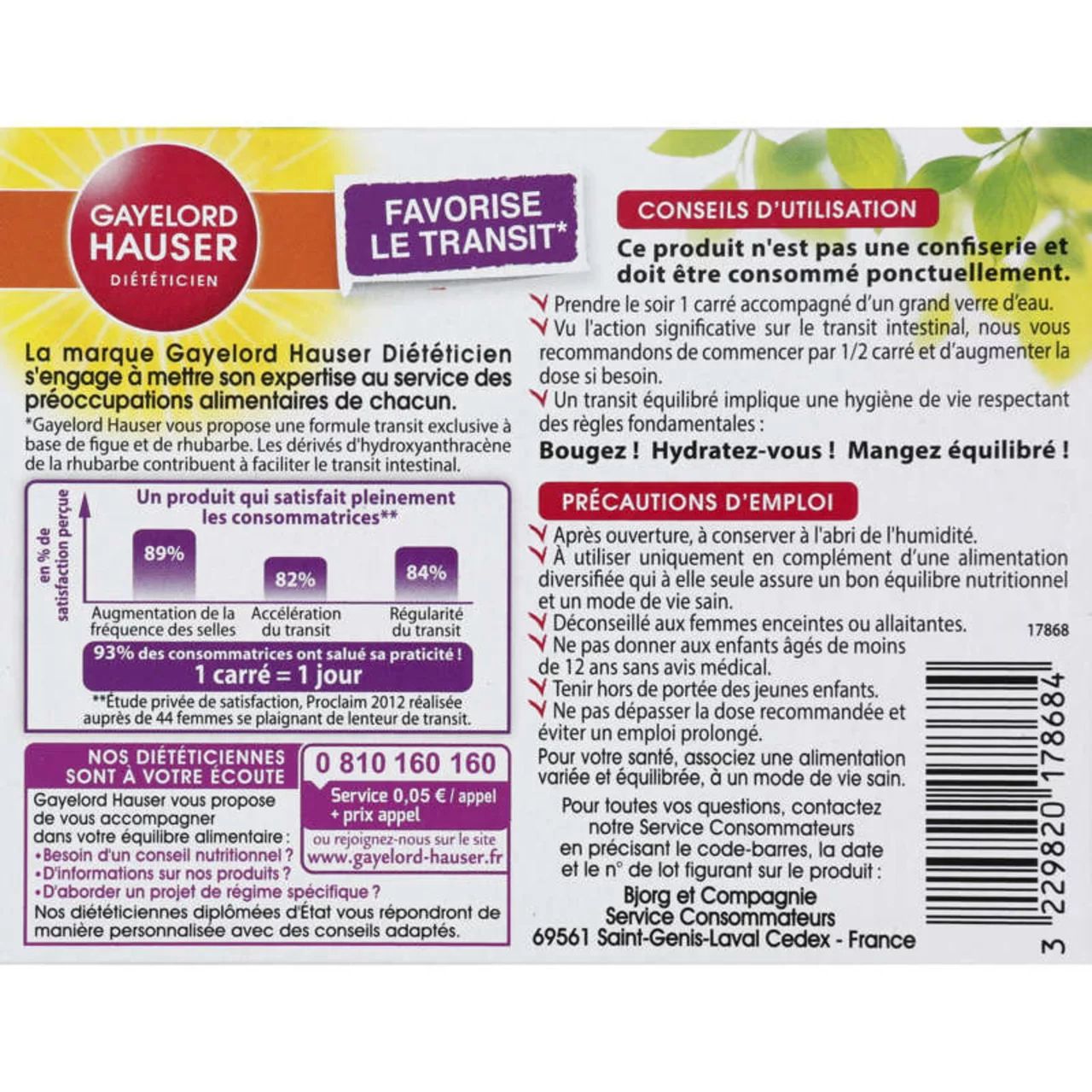 Gayelord Hauser Carrés Transit Figue Et Fibres Maxi Format 24 carrés