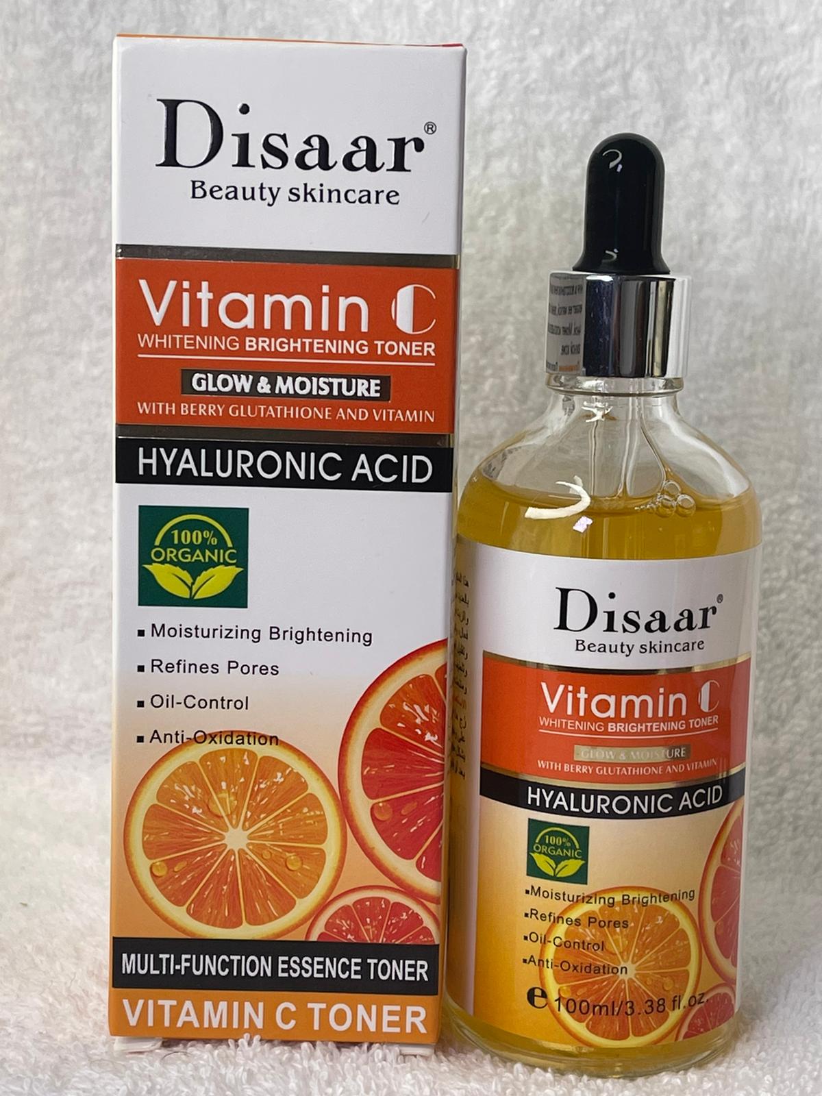 DISAAR  BEST DUO  HUIL ULTRA ÉCLAIRCISSANTE VITAMINE C ET ESSENCE TONER MUTIFONTION ANTI IMPERFECTION VITAMINE C HYALURONIC ACIDE GLOW INTENSE