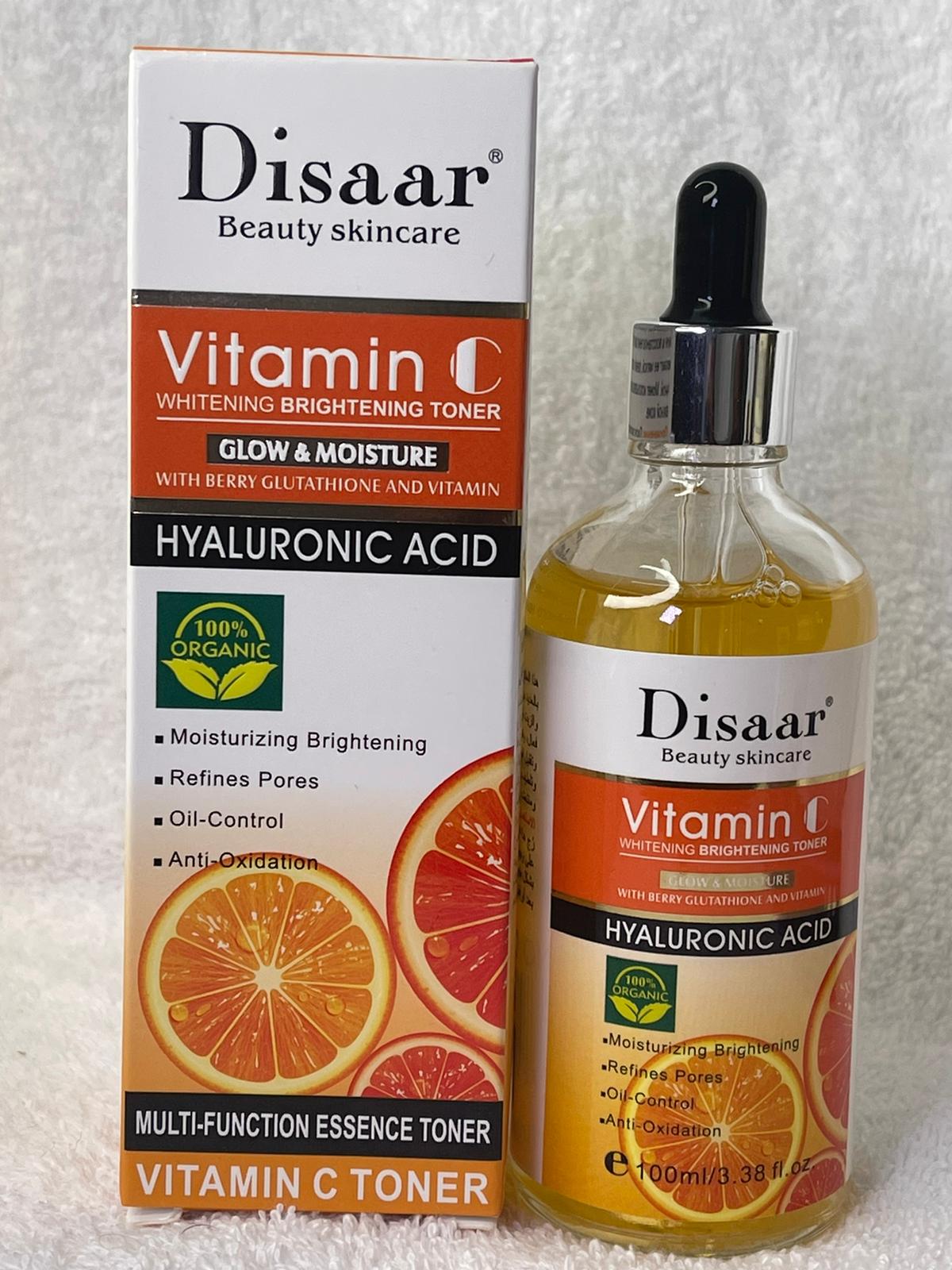 DISAAR  BEST DUO  HUIL ULTRA ÉCLAIRCISSANTE VITAMINE C ET ESSENCE TONER MUTIFONTION ANTI IMPERFECTION VITAMINE C HYALURONIC ACIDE GLOW INTENSE