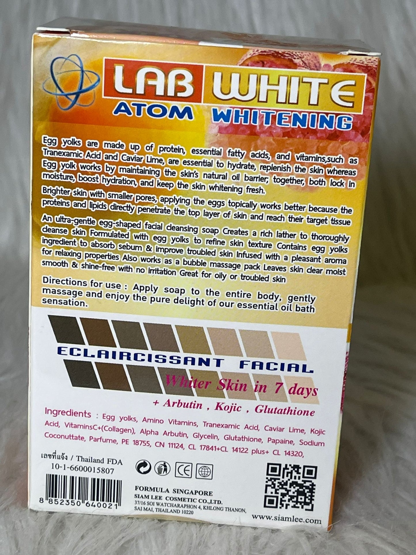 LAB WHITE  EGG YOLK SAVON ULTRA BLANCHISSANT ANTI IMPERFECTION POUR TOUT TYPE DE PEAU  160G