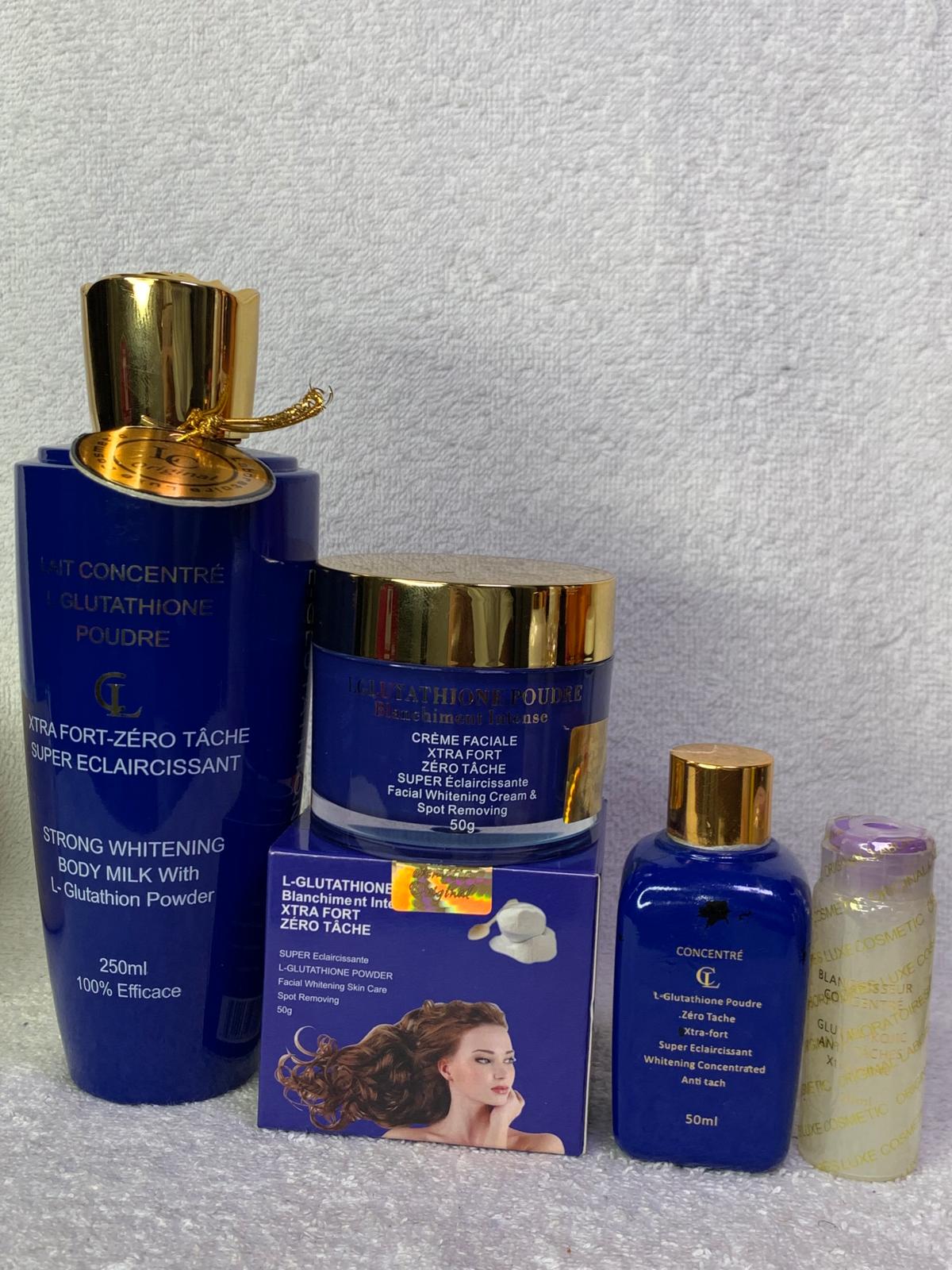 Lux cosmetics Gamme ultra blanchissante glutathione collagène anti imperfection zéro défaut