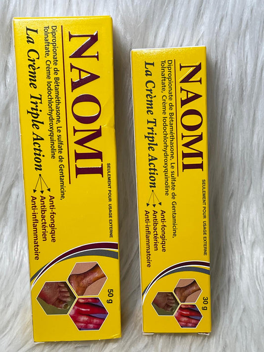 NAOMI CRÈME TRIPLE ACTION ANTI IMPERFECTION  ANTI FONGIQUE  ANTIBACTERIEN ANTI INFLAMATOIRE