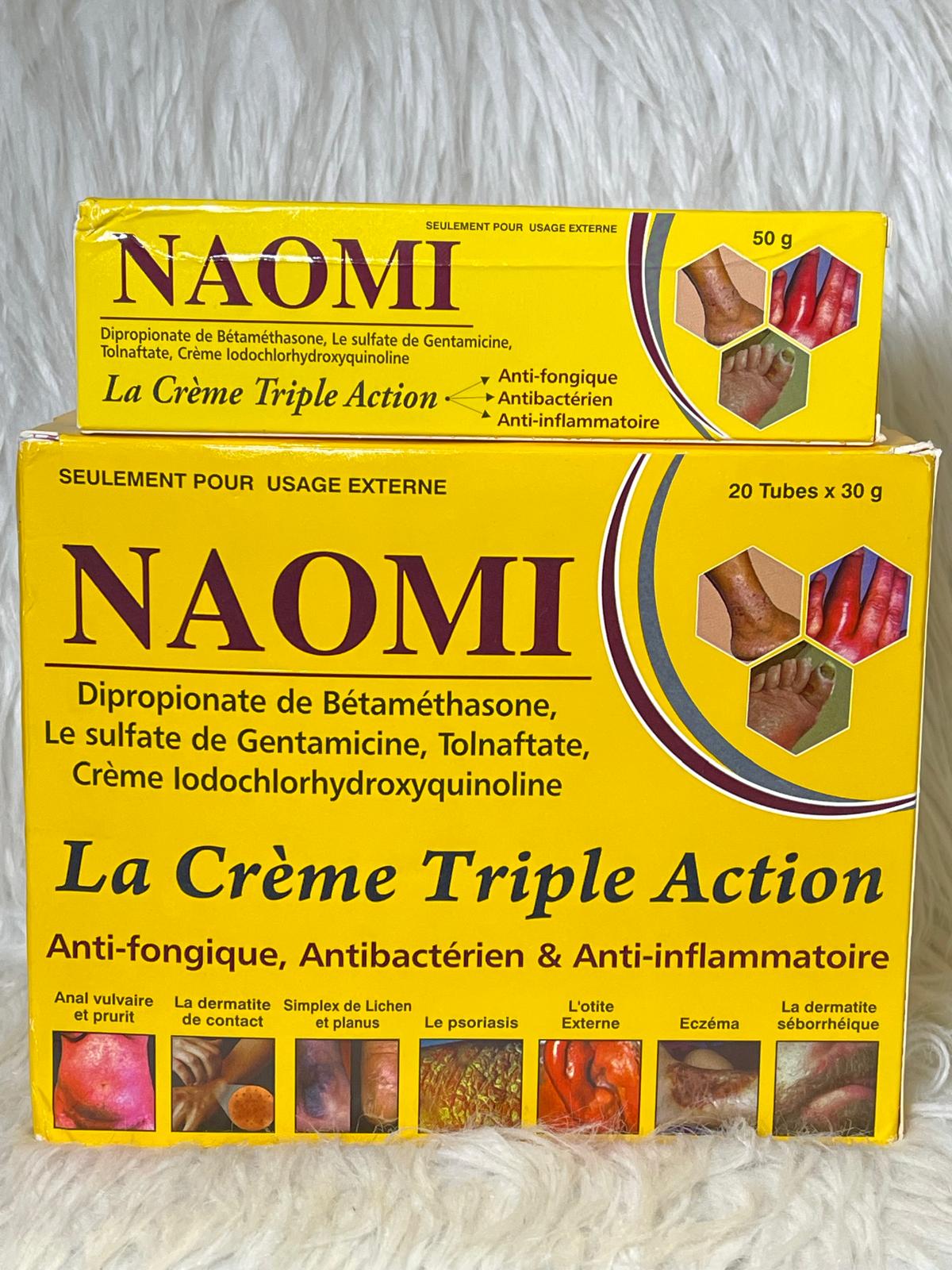NAOMI CRÈME TRIPLE ACTION ANTI IMPERFECTION  ANTI FONGIQUE  ANTIBACTERIEN ANTI INFLAMATOIRE